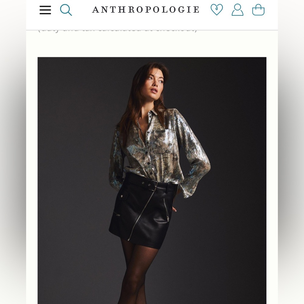 Pilcro Metallic Sequin Blouse in Silver and Black - Picture 7 of 14